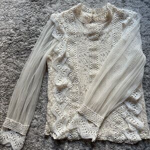 Elegant Lace Women Top - Cream